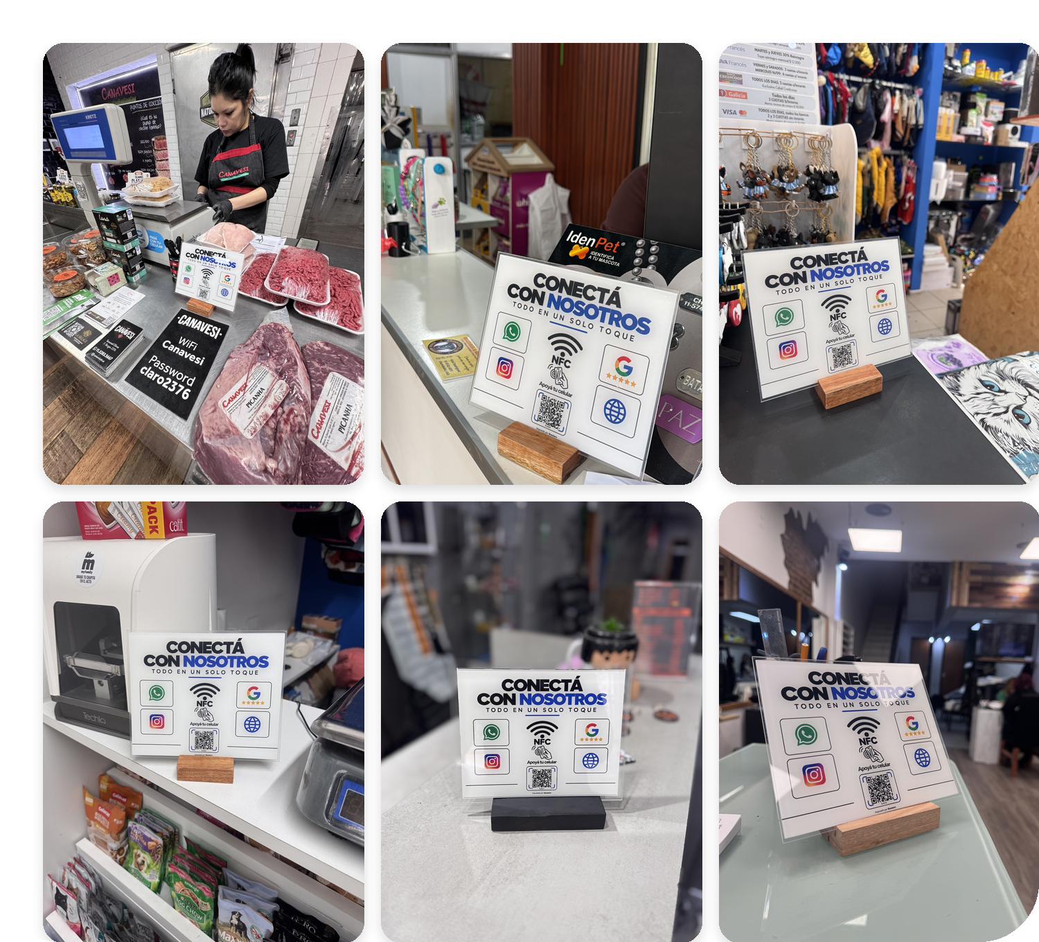 Carteles Boosters instalados en comercios
